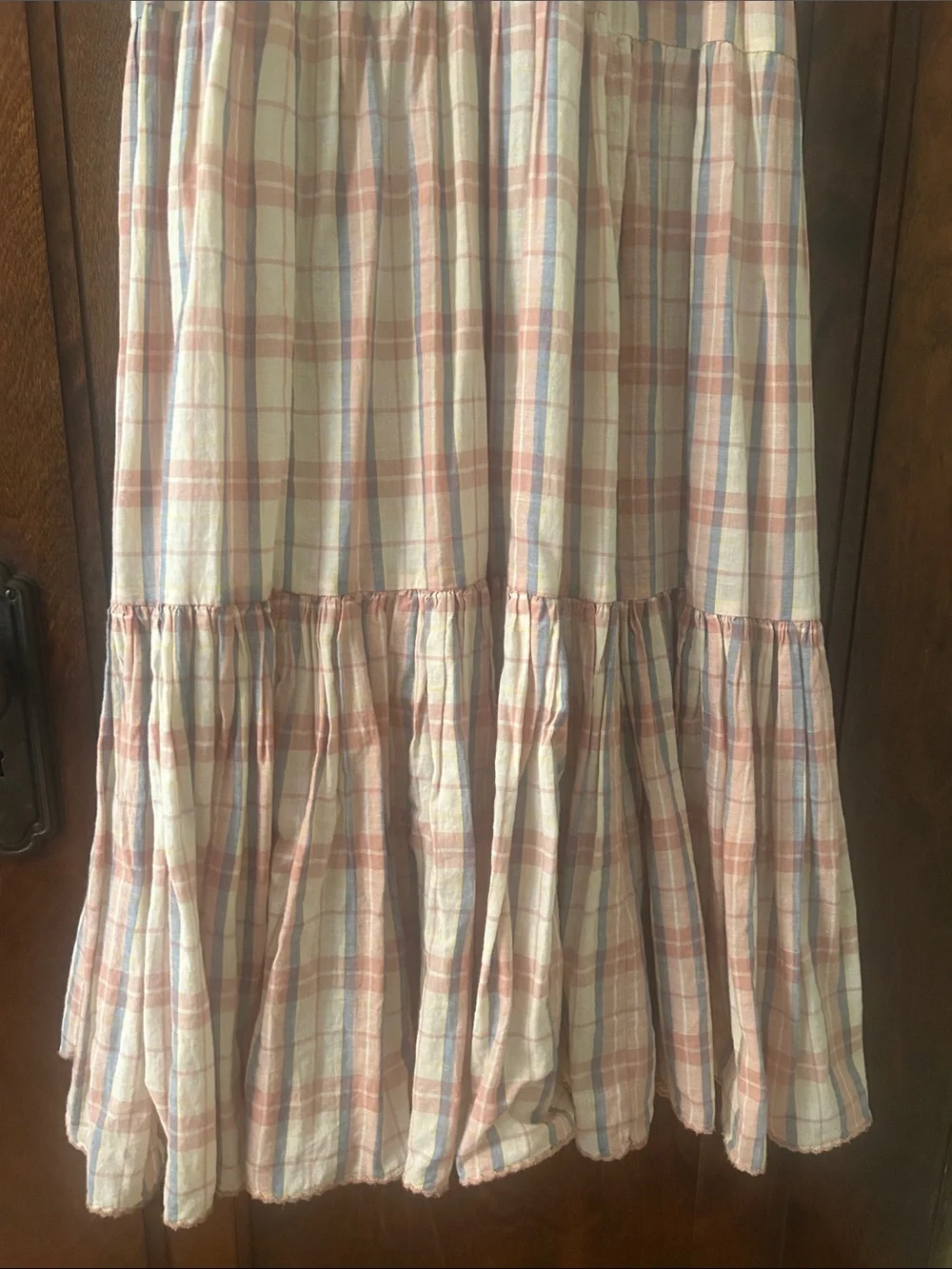 THE GREAT Light Plaid Tiered Maxi Dress with Puff Sleeves - Picture 4 of 9